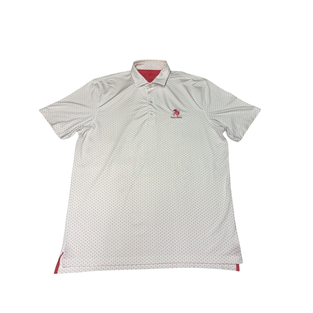 Johnnie-O Eagle Bend White & Red Dot Golf Polo Shirt -‎ Men's Large